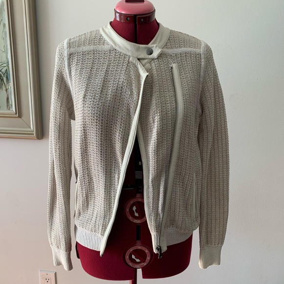 CREAM MOTO SWEATER JACKET BY CLUB MONACO - Picture 5 of 7